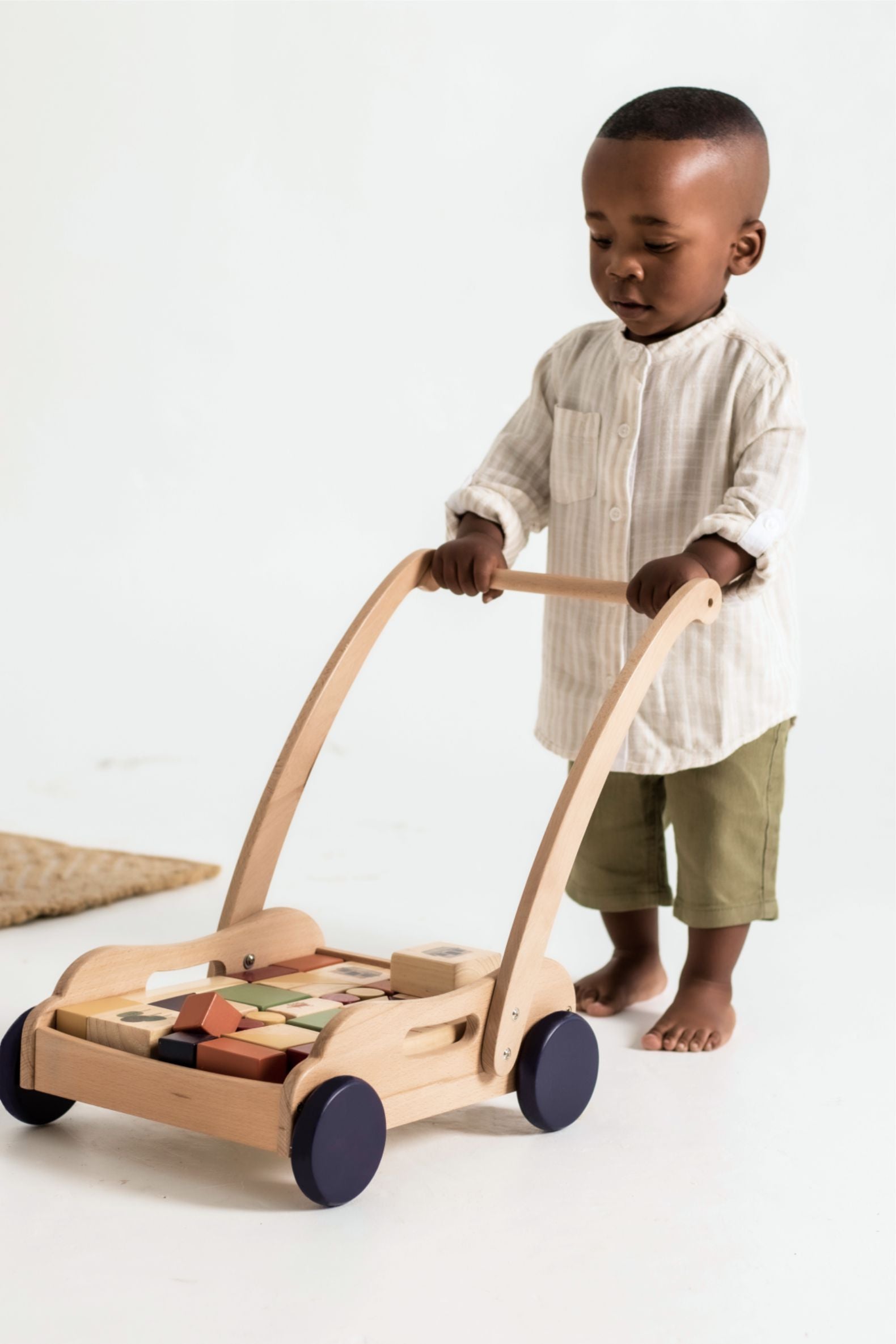 Wooden Toy Block Push Cart 32 Piece Set – Grow Baby