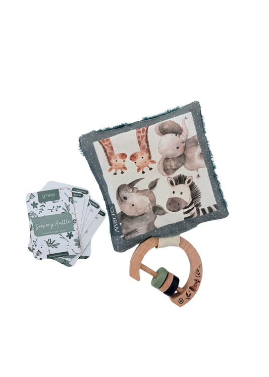 Baby Rattle & Sensory Crinkle Toy Set | Safari