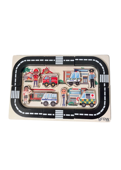 Wooden Chunky Puzzle & Stacker | Transport & Community