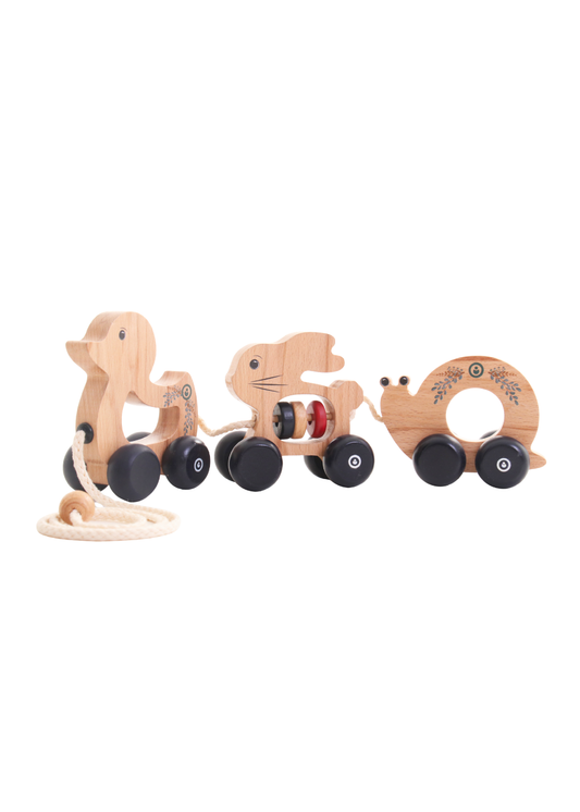 Wooden Pull Along Animal Toy Set | Farm