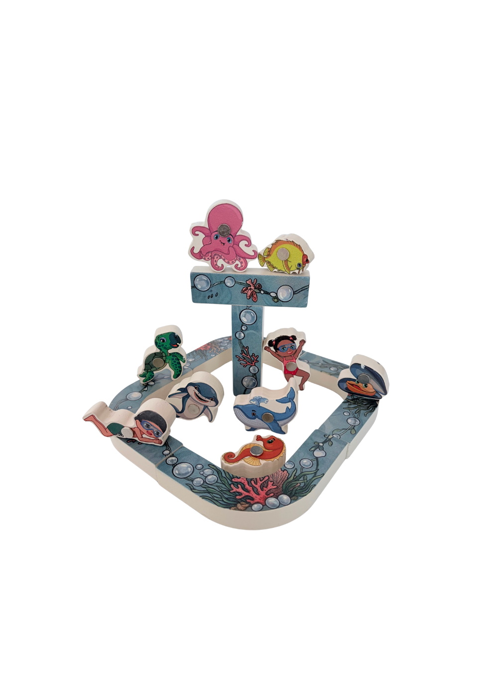Wooden Chunky Puzzle & Fishing Game | Ocean Life