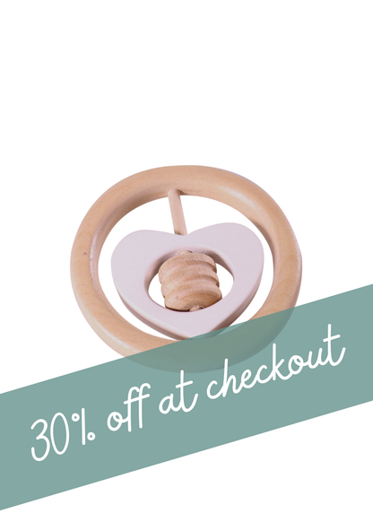 Wooden Rattle | White Heart