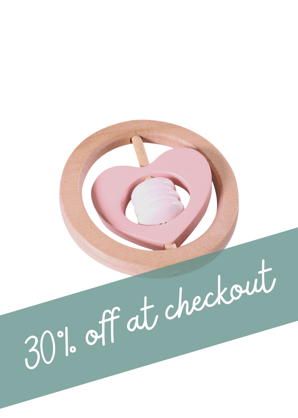 Wooden Rattle | Pink Heart