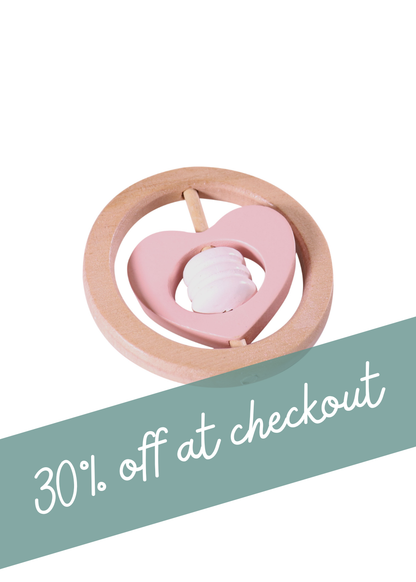 Wooden Rattle | Pink Heart
