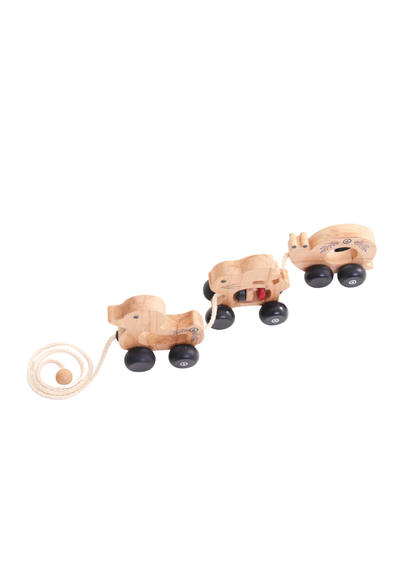 Wooden Pull Along Animal Toy Set | Farm