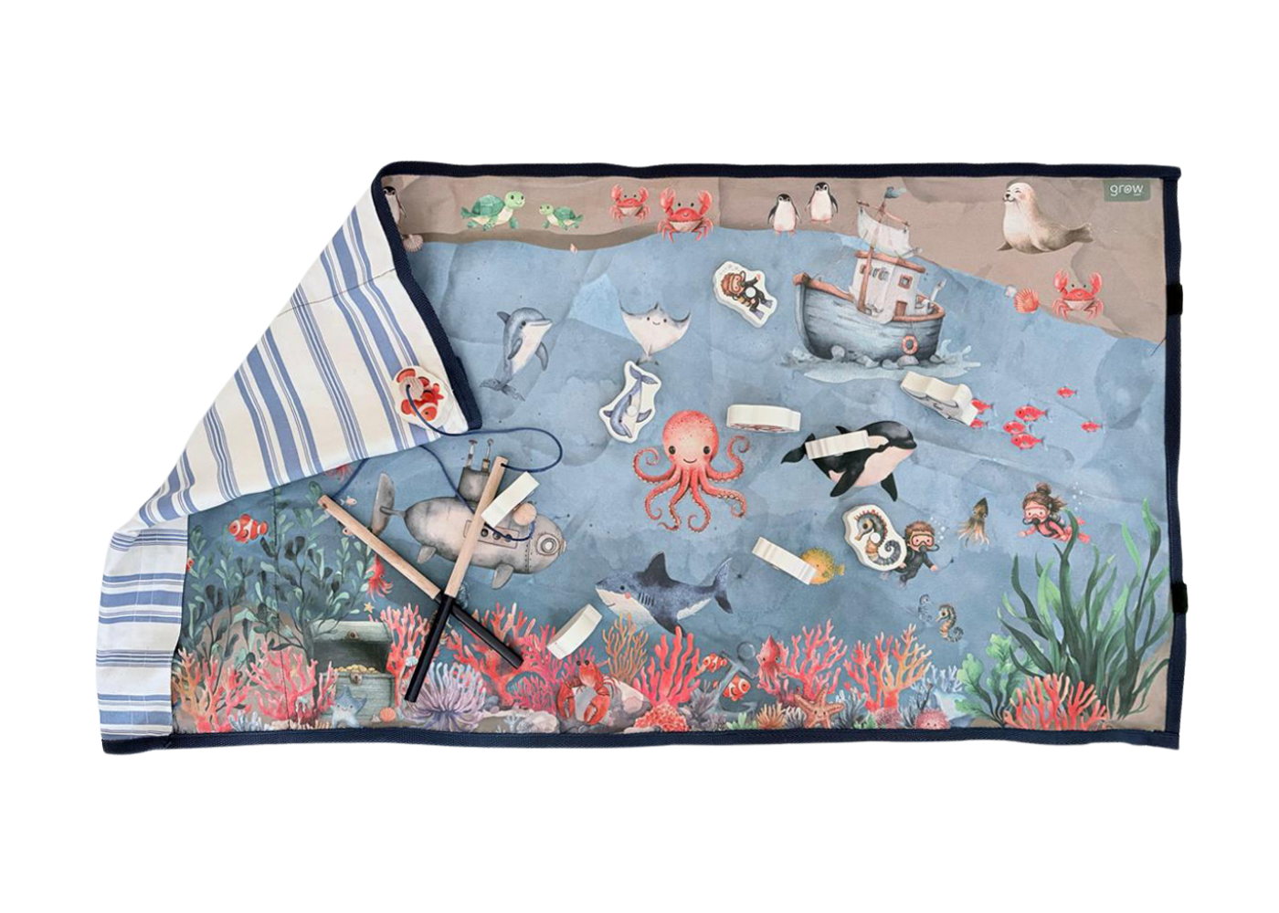 Travel Play Mat & Play Pieces | Ocean Fishing Set