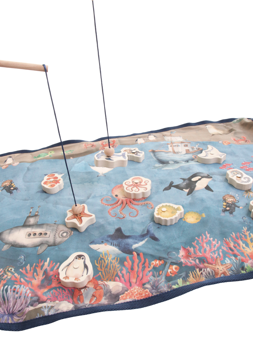 Travel Play Mat & Play Pieces | Ocean Fishing Set