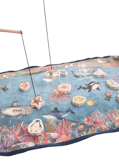 Travel Play Mat & Play Pieces | Ocean Fishing Set
