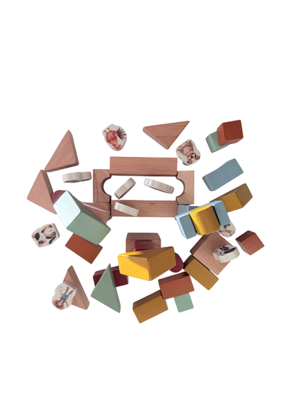 Wooden Building Blocks & Play Pieces | 43 pieces | Farm