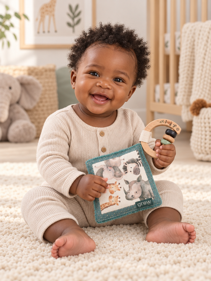 Baby Rattle & Sensory Crinkle Toy Set | Safari