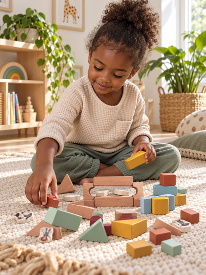 Wooden Building Blocks & Play Pieces | 43 pieces | Farm