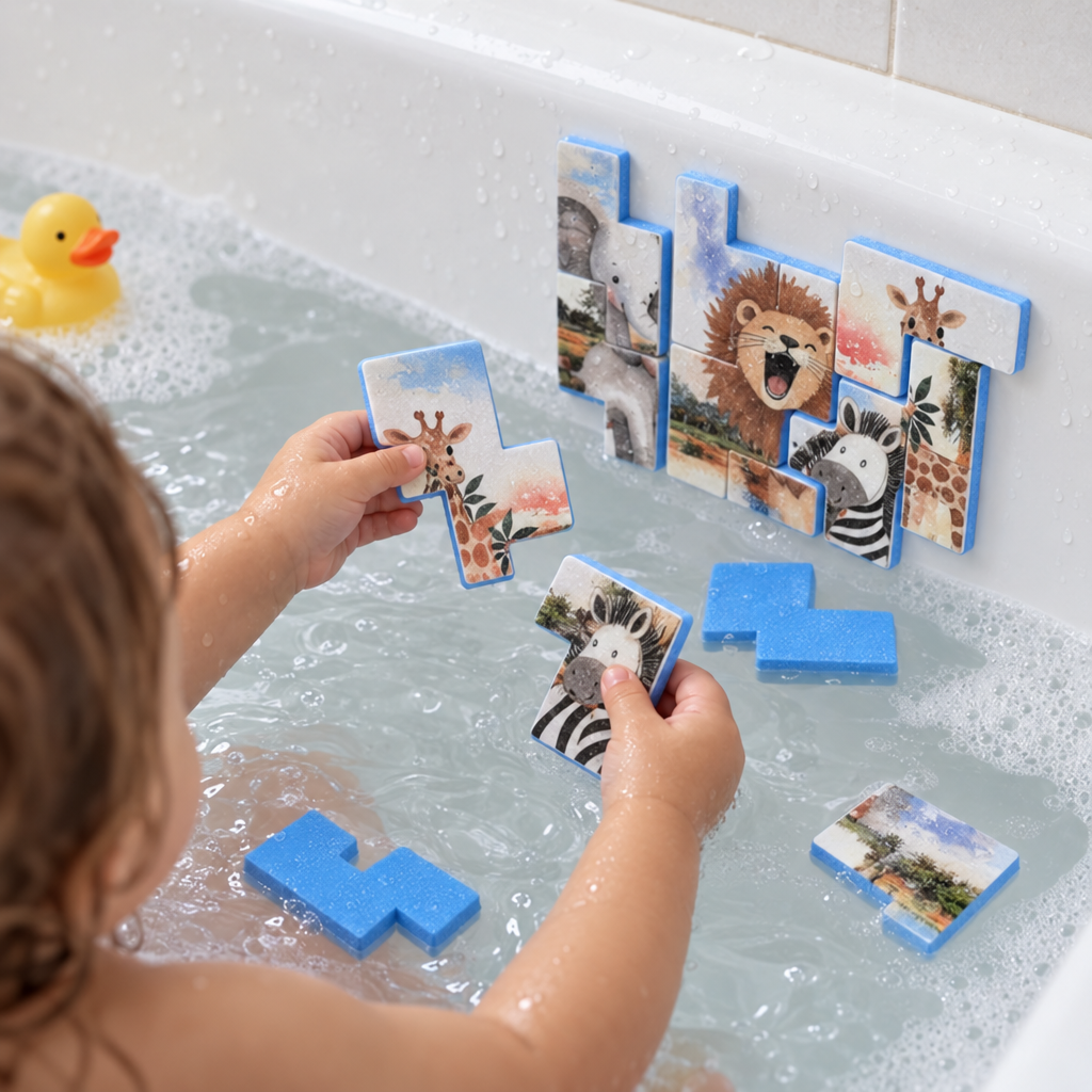 Toddler Foam Bath Puzzle Set | 4 Puzzles | Safari