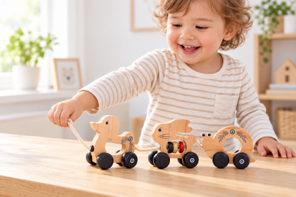 Wooden Pull Along Animal Toy Set | Farm