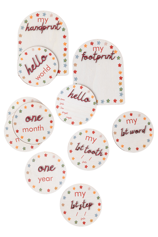 Wooden Baby Milestone Disc |  Gift Set