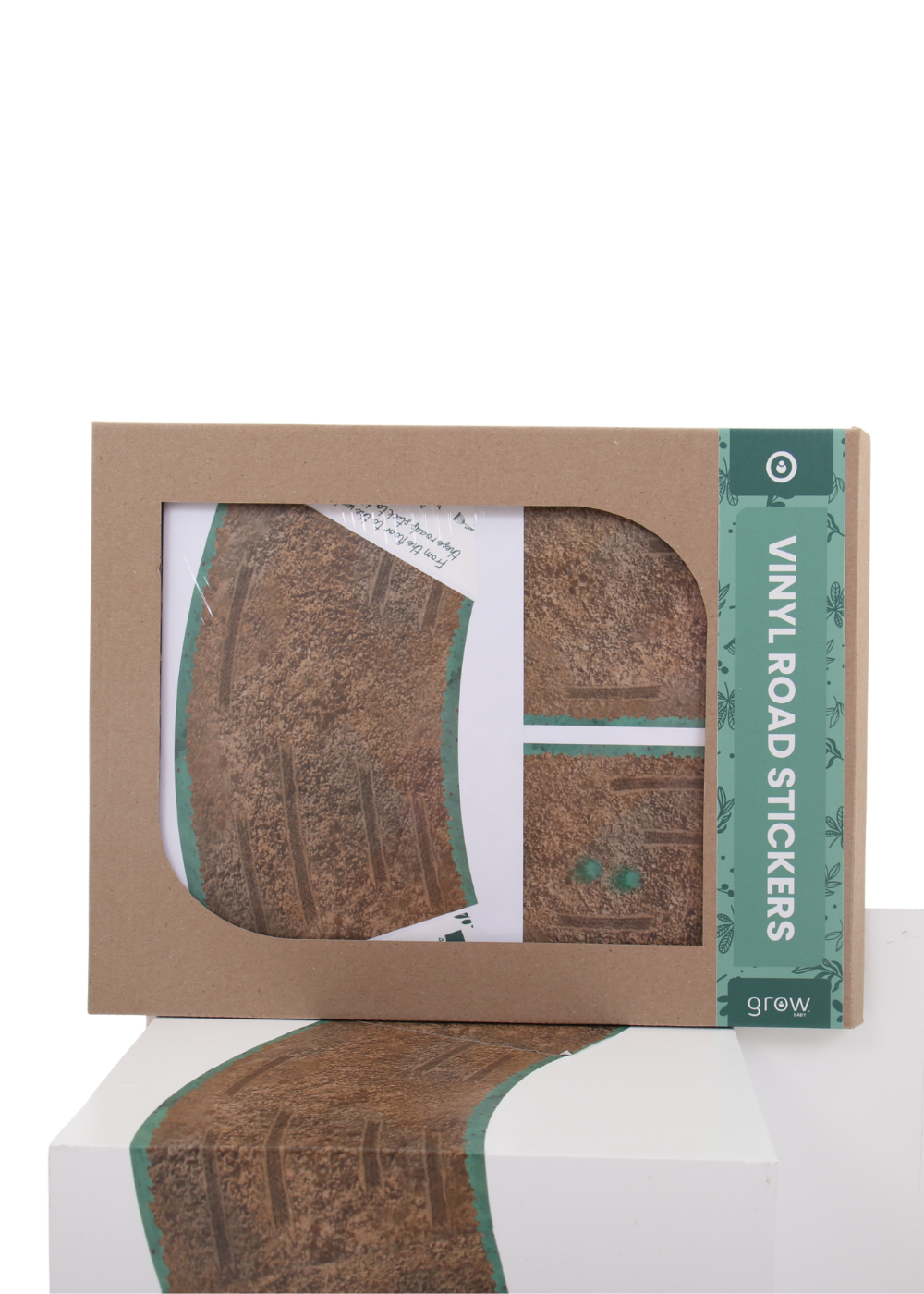 Vinyl road stickers packaging for playsets and creative activities.