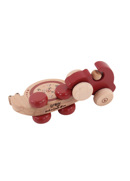 Wooden Toy Set featuring a red car and snail push car design, crafted for playful discovery and early childhood development.