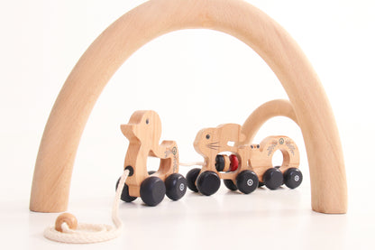 Wooden Pull Along Animal Toy Set | Farm