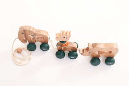 Wooden Pull Along Animal Toy Set | Safri
