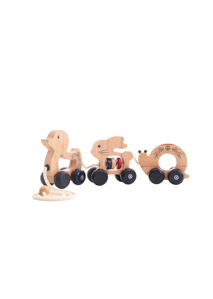 Wooden Pull Along Animal Toy Set | Farm