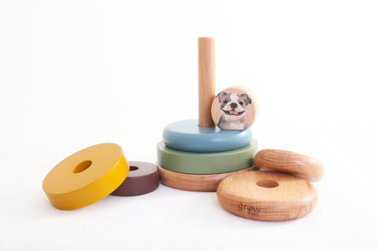 Wooden Ring Stacker & Play Mat | Farm