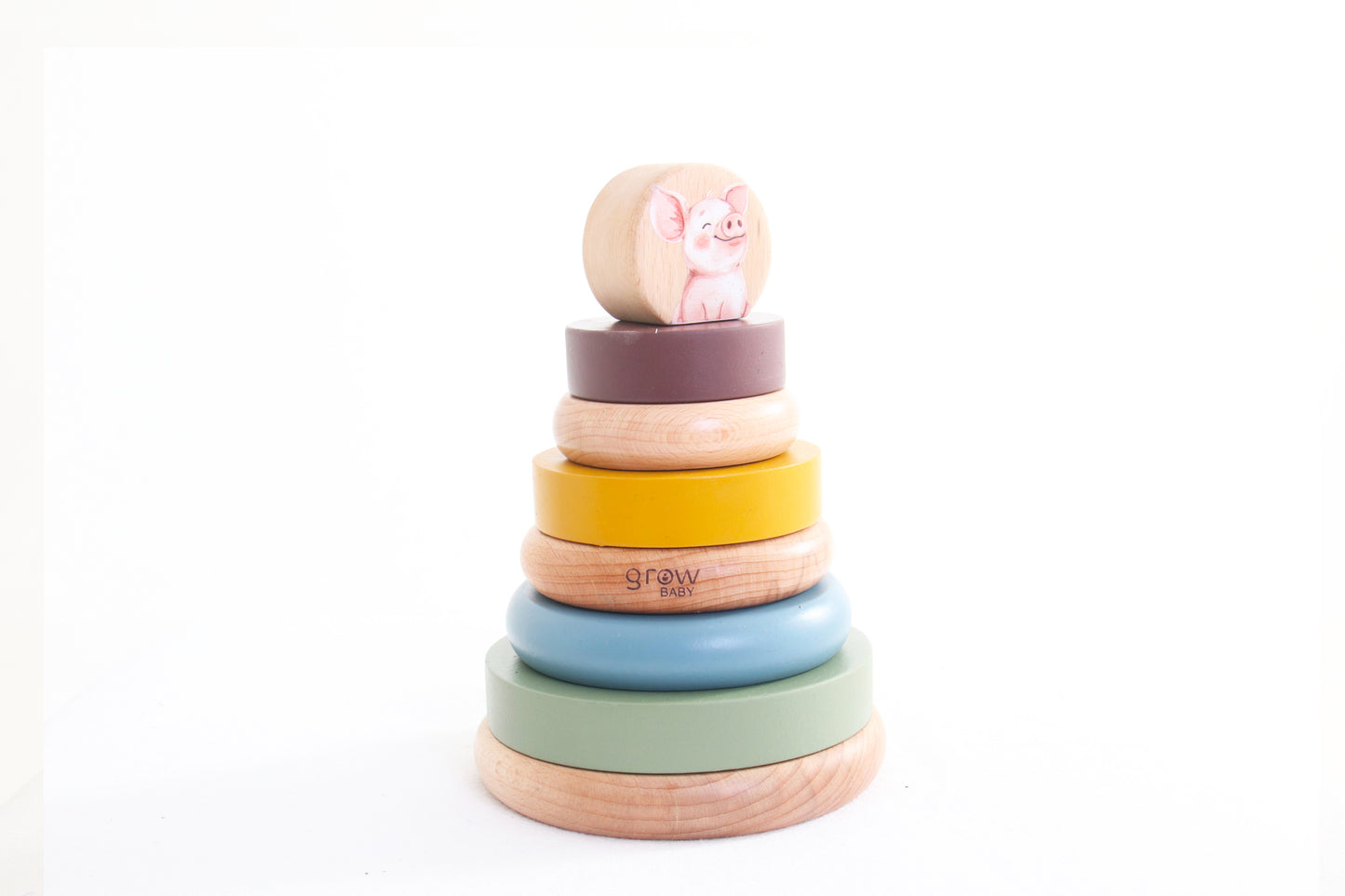 Wooden Ring Stacker & Play Mat | Farm