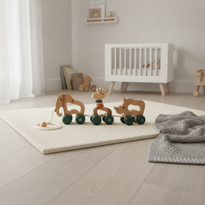 Wooden Pull Along Animal Toy Set | Safari