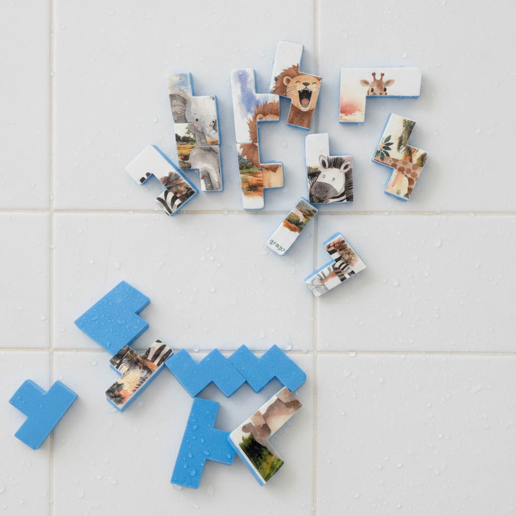 Toddler Foam Bath Puzzle Set | 4 Puzzles | Safari