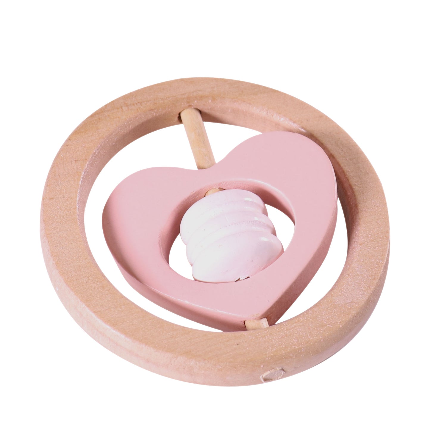 Wooden Rattle | Pink Heart
